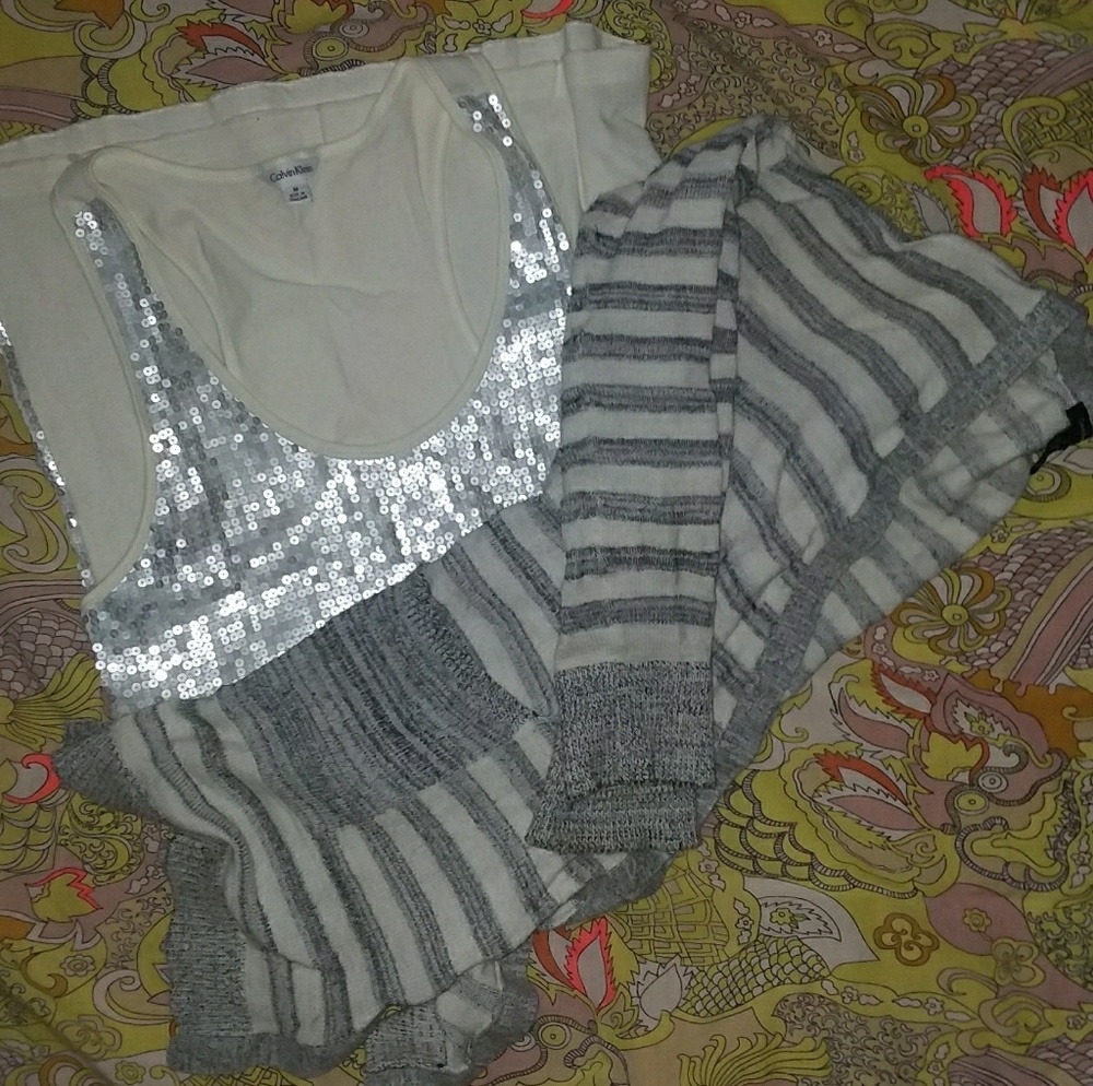 Calvin Klein tank top + cardigan